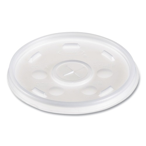 Just Launched | Dart 12SL Slip-Thru Plastic Lids for 12oz Hot/Cold Foam Cups - White (1000/Carton) image number 0