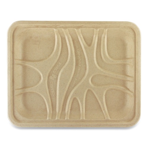 Food Service | World Centric TRSC4S 9.1 x 7.1 x 0.7 Fiber Paper Trays - Natural (500/Carton) image number 0