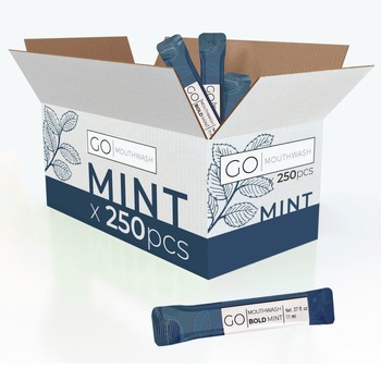 Go Mouthwash 0.37 oz. Individual Mouthwash Packets - Bold Mint Flavor (250/Box)