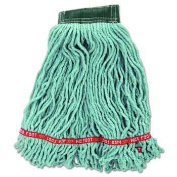 Rubbermaid Commercial 6-Piece Web Foot Shrinkless Medium Cotton/Synthetic Wet Mop Head (Green)