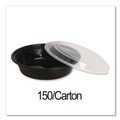 Food Trays, Containers, and Lids | GEN FCPP-BC-32RND 7.28 in. x 7.28 in. x 2.55 in. 32 oz. Plastic Microwavable Food Container with Lid - Round Black/Clear (150/Carton) image number 4