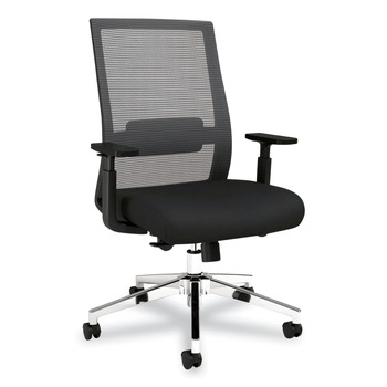 Alera 18.15 in. to 21.89 in. Seat Height Supports 275 lbs. Ashdale Ergonomic Fabric Swivel Task Chair - Black Seat/Back, Silver Base