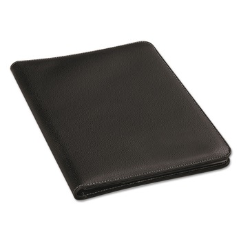Universal UNV32660 Leather-Look Pad Folio with Inside Flap Pocket and Card Holder - Black