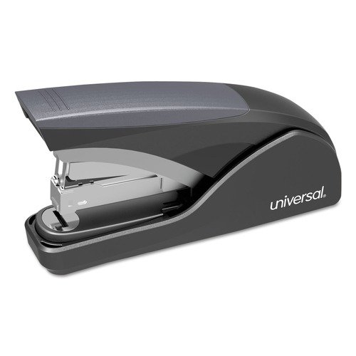  | Universal UNV43040 Deluxe Power Assist Flat-Clinch 25 Sheet Capacity Full Strip Stapler - Black/Gray image number 0