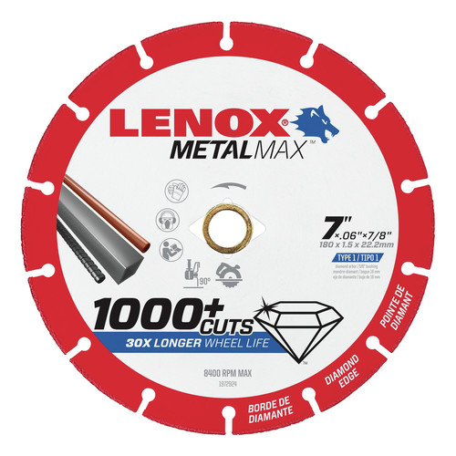  | Lenox 1972924 METALMAX 7 in. x 7/8 in. Diamond Edge Cut-Off Wheel image number 0
