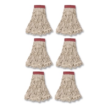 Rubbermaid Commercial Cotton/Synthetic Swinger Loop Wet Mop Heads - Large, White (6/Carton)