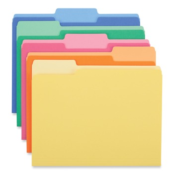 Universal UNV16466 Deluxe Heavyweight 1/3-Cut Tabs Letter Size File Folders - Assorted (50-Piece/Box)