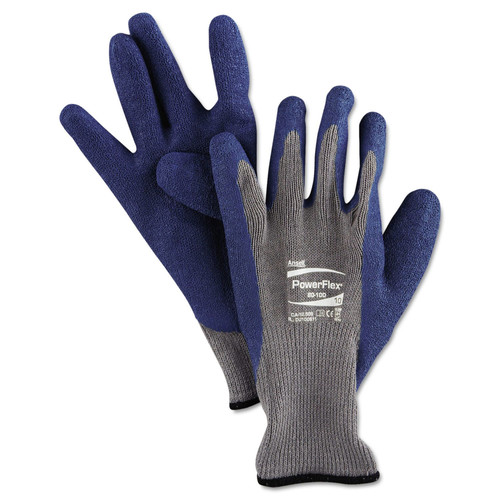 Cleaning Gloves | AnsellPro 103500 12-Pairs PowerFlex Gloves - Blue/Gray, Size 10 image number 0