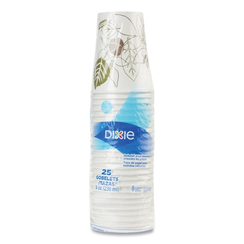Cups and Lids | Dixie 2338WS Pathways 8 oz. Paper Hot Cups (25/Pack) image number 0