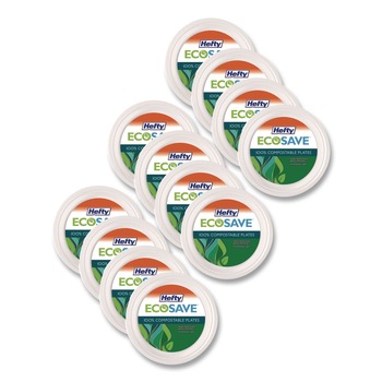 Hefty RFP D77300 ECOSAVE 6.75 in. Diameter Plate Sugarcane Tableware - White (12/Carton)