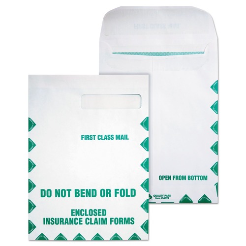 Office Jansan | Quality Park QUA54692 9 in. x 12.5 in. Redi-Seal Adhesive Closure Cheese Blade Flap Insurance Claim Form Envelope - White (100/Box) image number 0