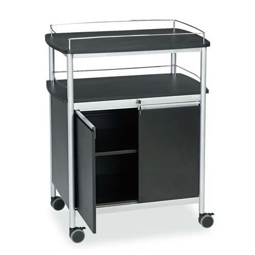 Cleaning Carts | Safco 8964BL 33.5 in. x 21.75 in. x 43 in. 4 Shelves Plastic Mobile Beverage Cart - Black image number 0