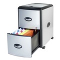 Office Filing Cabinets & Shelves | Storex 61352U01C 19 in. x 15 in. x 23 in. 2 Letter File Drawers Mobile Filing Cabinet with Metal Siding and Top-Drawer Organizer Tray - Silver/Black image number 9