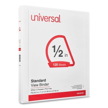 Universal 0.5 in. Capacity 11 in. x 8.5 in. 3 Slant D-Rings View Binder - White