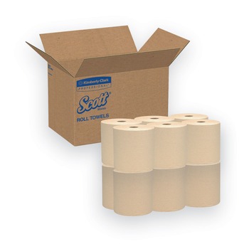 Scott 4142 8 in. x 800 ft. 1.5 in. Core Essential Hard Roll Towels - Natural (12 Rolls/Carton)