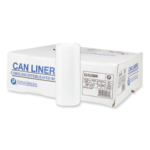 Trash Bags | Inteplast Group S243308N High-Density 16-gal. 8 Microns 24 in. x 33 in. Commercial Can Liners - Natural (1000/Carton) image number 0