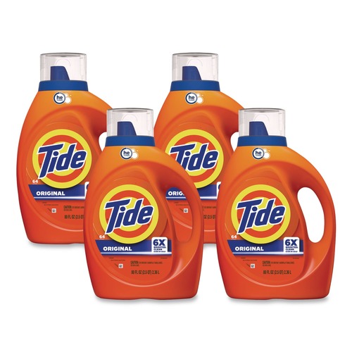Cleaning & Janitorial Supplies | Tide 80866057 84 oz 64 Loads HE Liquid Laundry Detergent - Original Scent (4/Carton) image number 0