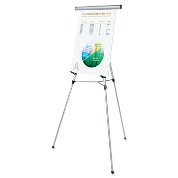 Universal 3 Leg Telescoping Easel with Pad Retainer Adjusts 34 in. to 64 in. - Aluminum, Silver