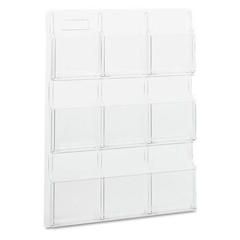 Safco 5603CL Reveal Clear Literature Displays, Nine Compartments, 30w X 2d X 36-3/4h, Clear