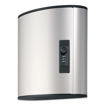 Durable 36-Key 11.75 x 4.63 x 11 Brushed Aluminum Locking Key Cabinet - Silver