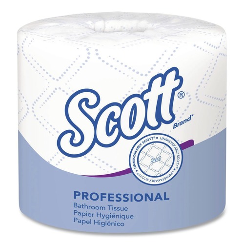 Paper Towels and Napkins | Scott 04460 2-Ply Septic Safe Essential Standard Roll Bathroom Tissue for Business - White (550/Roll) image number 0