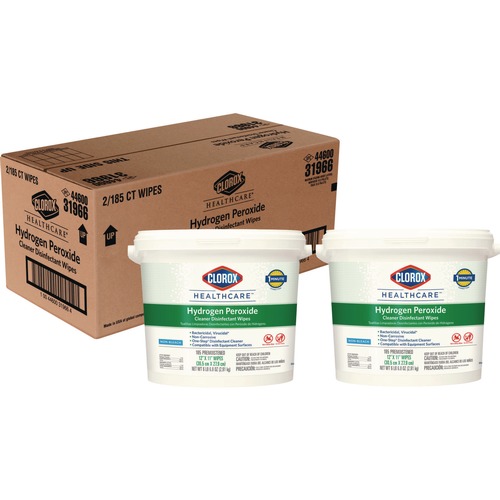 Office Jansan | Clorox Healthcare 30826 11 in. x 12 in. Hydrogen Peroxide Cleaner Disinfectant Wipes - White Unscented (2/Carton) image number 0