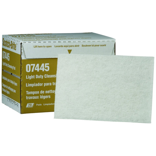  | 3M 7445 Scotch-Brite Light Cleansing Pad White 6 in. x 9 in. (20-Pack) image number 0