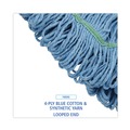 Mops | Boardwalk BWK502BLNBCT 1 in. Headband Cotton/Synthetic Fiber Super Loop Wet Mop Head - Medium, Blue (12/Carton) image number 6