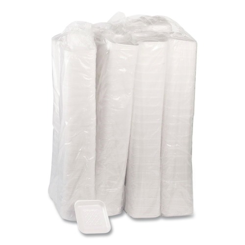 Food Trays, Containers, and Lids | Pactiv Corp. 0TF101S00000 5.1 in. x 5.1 in. x 0.65 in. #1S Foam Supermarket Tray - White (1000/Carton) image number 0