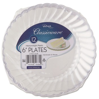 WNA RSCW61512 12-Piece/Pack, 15 Packs/Carton Classicware 6 in. Plastic Plates - Clear
