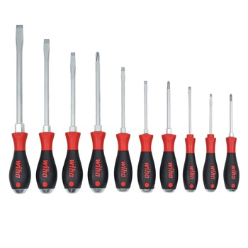 Wiha Tools 53180 10-Piece SoftFinish XHeavy Duty Cushion Grip Screwdriver Tray Set