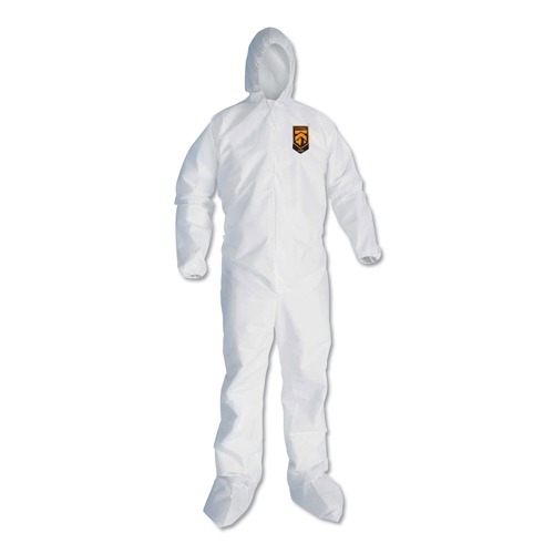 Bib Overalls | Ansell KCC46127 A30 Elastic Back and Cuff Hooded/Boots Coveralls - 4X-Large, White (21/Carton) image number 0