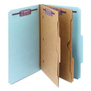 Smead Pressboard Six-Section Top Tab Classification Folders - Legal, Blue (10/Box)