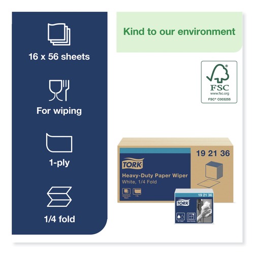 Tork 1/4 Fold 1-Ply 12.5 in. x 13 in. Heavy-Duty Paper Wiper