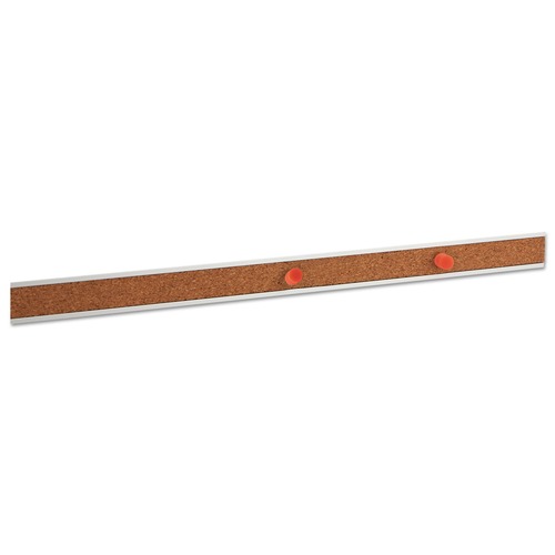 Cork Bulletin Bar, 18 x 1, Brown Surface, Silver Aluminum Frame Cork Bulletin Bar, 18 x 1, Brown Surface, Silver Aluminum Frame
