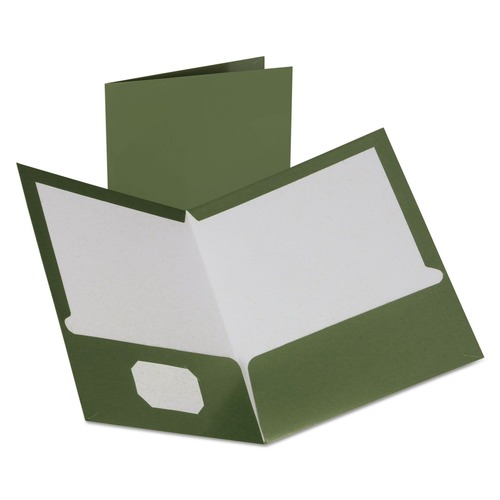Oxford 5049560 100 Sheet Capacity 8.5 in. x 11 in. Two-Pocket Laminated Folder - Metallic Green (25/Box) image number 0