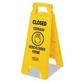Office Jansan | Rubbermaid Commercial FG611278YEL 11 in. x 12 in. x 25 in. 2-Sided Multilingual "Closed" Sign - Yellow image number 0