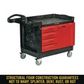 Office Jansan | Rubbermaid Commercial FG453388BLA TradeMaster 750 lbs. Capacity 26.25 in. x 49 in. x 38 in. 1-Shelf Cart - Black image number 4