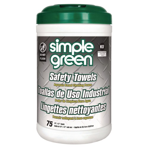 Hand Wipes | Simple Green 3810000613351 10 in. x 11.75 in. 1-Ply Safety Towels - Unscented, White (75/Canister, 6 Canisters/Carton) image number 0