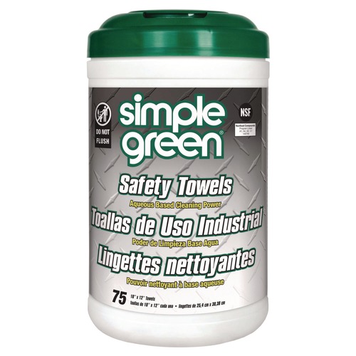 Hand Wipes | Simple Green 3810000613351 10 in. x 11 3/4 in. 1-Ply Safety Towels - Unscented (75/Canister, 6 Canisters/Carton) image number 0