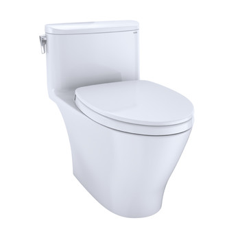 TOTO MS642124CEFG#01 Nexus 1-Piece Elongated 1.28 GPF Universal Height Toilet with CEFIONTECT & SS124 SoftClose Seat, WASHLETplus Ready (Cotton White)