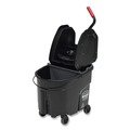 Mop Buckets | Rubbermaid Commercial 1863898 WaveBrake 2.0 35 qt. Bucket/Wringer Mop Bucket Cart - Black image number 1