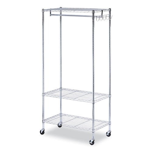 Office Jansan | Alera ALEGR363618SR 36 in. W x 18 in. D x 75 in. H 30 Garments Wire Shelving Garment Rack - Silver image number 0