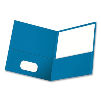 Oxford 57501EE Twin-Pocket Folder Embossed Leather Grain Paper - Light Blue (25/Box)