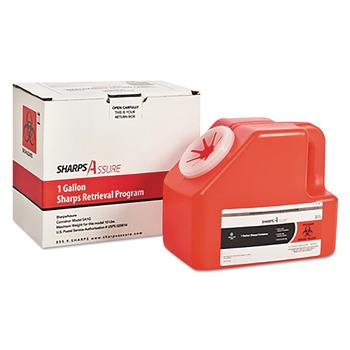 Sharps Assure Sharps 1-Gallon Cardboard/Plastic Retrieval Program Containers - Red (1/Box)