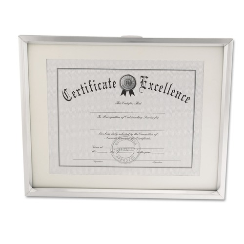Universal UNV76854 11.25 in. x 14.5 in. Easel Back Plastic Document Frame - Metallic Silver image number 0