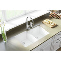Kitchen Sinks | Elkay ELGU250RWH0 Quartz Classic 33 in. x 20-1/2 in. x 9-1/2 in., Offset Double Bowl Undermount Sink (White) image number 2