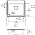 Kitchen Sinks | Elkay LRAD2219603 Lustertone Top Mount 22 in. x 19-1/2 in. Single Bowl ADA Sink (Stainless Steel) image number 6