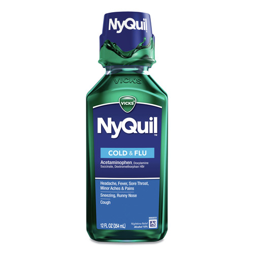 Vicks 01426EA NyQuil 12 oz. Bottle Cold and Flu Nighttime Liquid image number 0