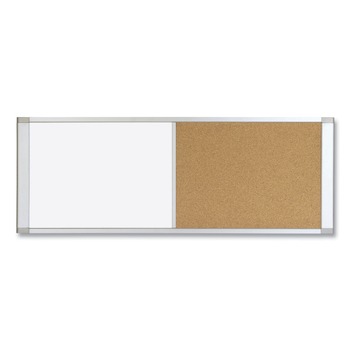 MasterVision 36 in. x 18 in. Cubicle Workstation Magnetic Dry Erase/Bulletin Board Combo - Tan/White Surface/Satin Aluminum Frame